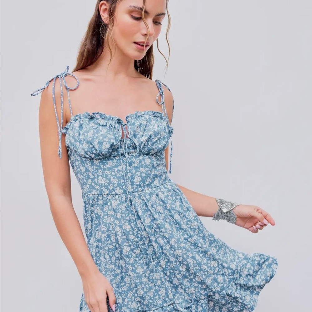 Cider Blue Floral Midi Dress